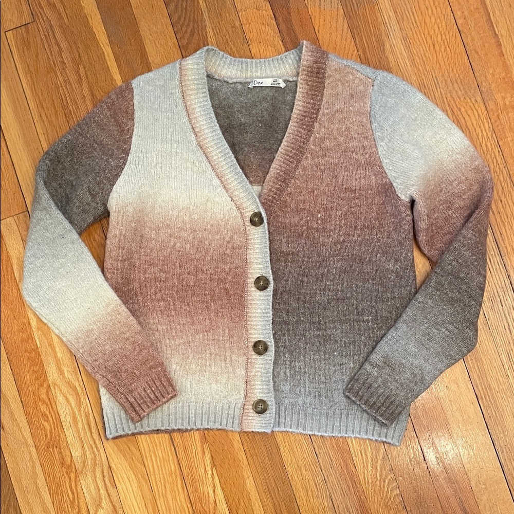DEX Women’s Gradient Earthy Striped Cozy Cottagecore Button Cardigan Sweater